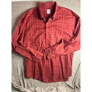 Brooks Brothers Men’s XL Red Plaid Button Down Shirt Long Sleeve Cotton